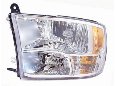 OE Certified Replacement Halogen Headlight; Chrome Housing; Clear Lens; Driver Side (09-12 RAM 1500 w/ Factory Halogen Quad Headlights)