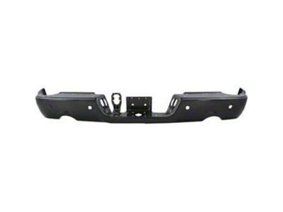 OE Certified Replacement Rear Bumper; Pre-Drilled for Backup Sensors; Black (09-18 RAM 1500 w/ Factory Dual Exhaust)