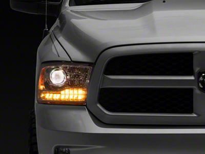 OE Style Headlights; Chrome Housing; Clear Lens (13-18 RAM 1500 w/ Factory Halogen Projector Headlights)