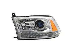 OE Style Projector Headlight; Chrome Housing; Clear Lens; Driver Side (13-15 RAM 1500 w/ Factory Halogen Projector Headlights)