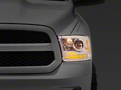 OE Style Projector Headlight; Chrome Housing; Clear Lens; Driver Side (13-15 RAM 1500 w/ Factory Halogen Projector Headlights)