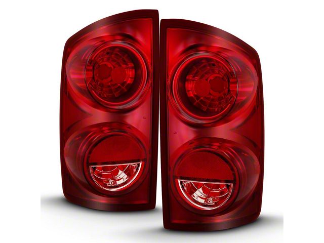 OE Style Tail Lights; Chrome Housing; Red Lens (06-08 RAM 1500)