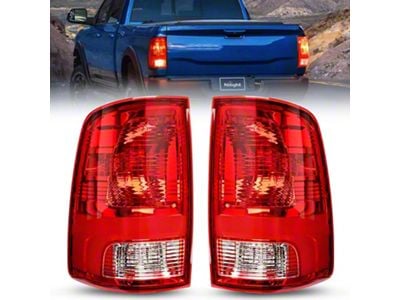 OE Style Tail Lights; Chrome Housing; Red Lens (09-18 RAM 1500 w/ Factory Halogen Tail Lights)