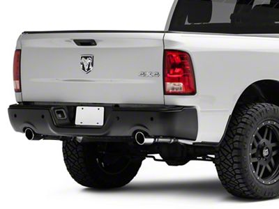 OEM Style Steel Rear Bumper; Pre-Drilled for Backup Sensors; Black (09-18 RAM 1500 w/ Factory Dual Exhaust)