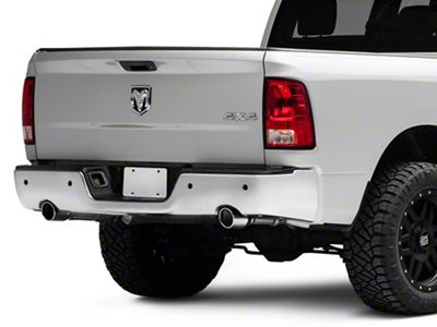 OEM Style Steel Rear Bumper; Pre-Drilled for Backup Sensors; Chrome (09-18 RAM 1500 w/ Factory Dual Exhaust)