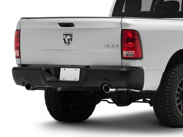 OEM Style Steel Rear Bumper Shell; Not Pre-Drilled for Backup Sensors; Black (09-18 RAM 1500 w/ Factory Dual Exhaust)