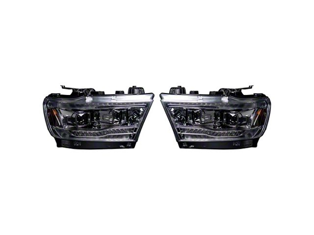 OLED DRL Scanning Switchback Projector Headlights; Chrome Housing; Clear Lens (19-24 RAM 1500 w/ Factory Halogen Headlights)