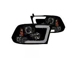 OLED Halo DRL Projector Headlights; Black Housing; Smoked Lens (09-18 RAM 1500 w/ Factory Halogen Non-Projector Headlights)
