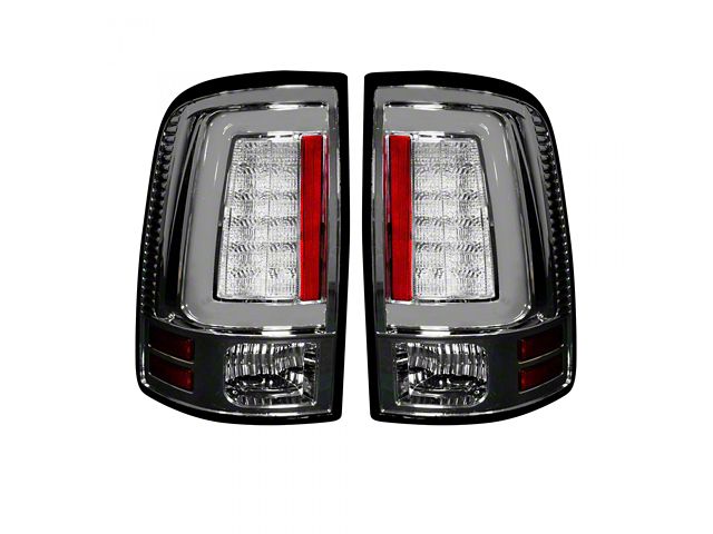 OLED Tail Lights; Chrome Housing; Clear Lens (13-18 RAM 1500 w/ Factory LED Tail Lights)