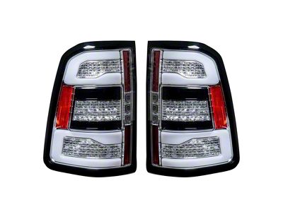 OLED Tail Lights; Chrome Housing; Clear Lens (19-24 RAM 1500 w/ Factory Halogen Tail Lights)