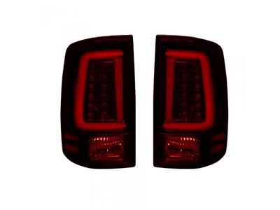OLED Tail Lights; Chrome Housing; Dark Red Smoked Lens (13-18 RAM 1500 w/ Factory LED Tail Lights)