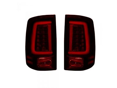 OLED Tail Lights; Chrome Housing; Dark Red Smoked Lens (09-18 RAM 1500 w/ Factory Halogen Tail Lights)