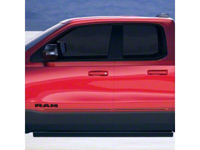 Painted Body Side Molding with Red Insert; Billet Metallic (19-25 RAM 1500 Quad Cab)