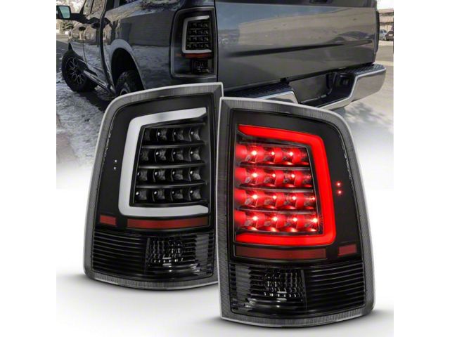 Plank Style LED Tail Lights; Black Housing; Clear Lens (09-18 RAM 1500 w/ Factory Halogen Tail Lights)