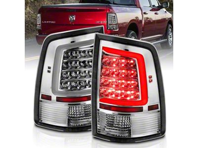 Plank Style LED Tail Lights; Chrome Housing; Clear Lens (09-18 RAM 1500 w/ Factory Halogen Tail Lights)