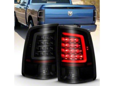 Plank Style LED Tail Lights; Black Housing; Smoked Lens (09-18 RAM 1500 w/ Factory Halogen Tail Lights)