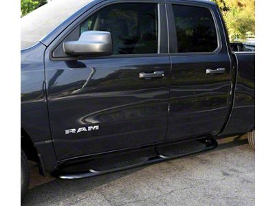 Platinum 4-Inch Oval Side Step Bars; Black (19-25 RAM 1500 Crew Cab)