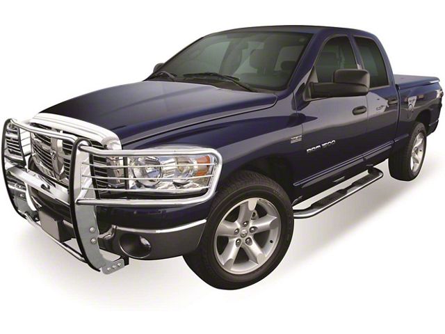 Platinum 4-Inch Oval Side Step Bars; Stainless Steel (02-08 RAM 1500 Quad Cab)