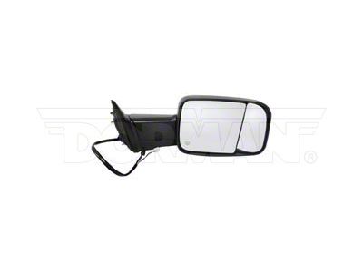 Powered Heated Manual Folding Flip Up Towing Side Mirror with Turn Signal, Puddle Light; Passenger Side; Textured Black (10-12 RAM 1500 w/ Towing Package)