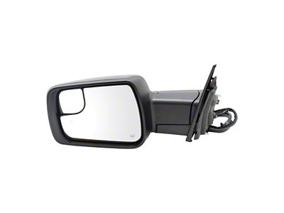 Powered Heated Memory Power Folding Mirror with Blind Spot Detection, Puddle Light, Temperature Sensor and Turn Signal; Textured Black; Driver Side (19-24 RAM 1500)