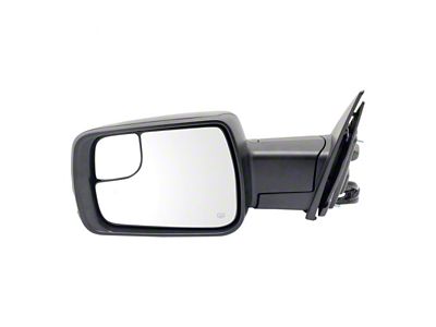 Powered Heated Power Folding Mirror with Blind Spot Detection, Puddle Light, Temperature Sensor and Turn Signal; Textured Black; Driver Side (19-24 RAM 1500)