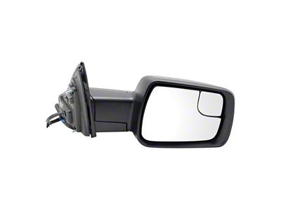 Powered Heated Power Folding Mirror with Blind Spot Detection, Puddle Light and Turn Signal; Textured Black; Passenger Side (19-24 RAM 1500)