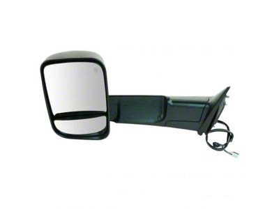 Powered Heated Towing Mirror with Puddle Light; Textured Black; Driver Side (2012 RAM 1500)