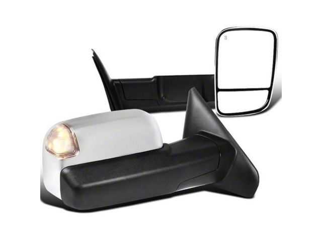 Powered Heated Towing Mirrors with Clear LED Turn Signals; Chrome (02-08 RAM 1500)