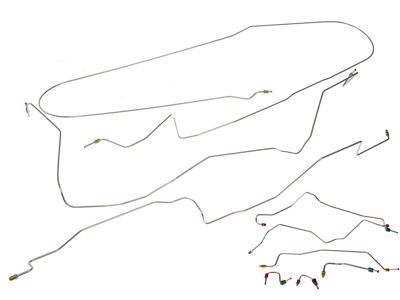 Pre-Bent Brake Line Kit; Stainless Steel (95-97 4WD RAM 1500 Club Cab w/ 6.4-Foot Box & 2-Wheel ABS)