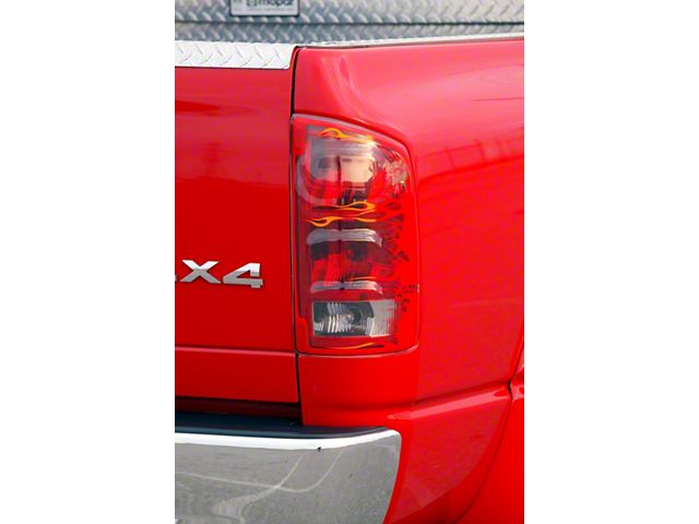 Pro-Beam Tail Light Covers; Flames Look (02-06 RAM 1500)