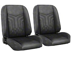 Pro-Classic Sport-DDL Low Back Bucket Seats; Black Distressed Vinyl (94-01 RAM 1500 Regular Cab)