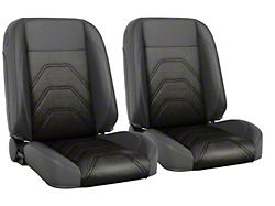Pro-Classic Sport-S Low Back Seats; Charcoal Black Verona Vinyl/Black Unisuede (94-01 RAM 1500 Regular Cab)