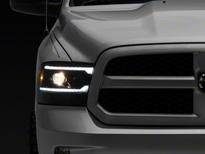 Pro-Series 5th Gen 2500 G2 Style Projector Headlights; Alpha Black Housing; Clear Lens (09-18 RAM 1500 w/ Factory Halogen Non-Projector Headlights)