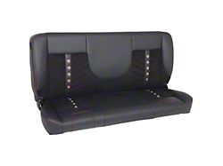 Pro-Series Sport-VXR 60-Inch Solid Back Bench Seat without Center Bolster; Black Distressed Vinyl/Black Unisuede with Brass Grommets (94-01 RAM 1500 Regular Cab)