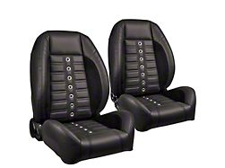 Pro-Series Sport-XR Low Back Seats; Black Madrid Vinyl/Black Unisuede with Black Grommets (94-01 RAM 1500 Regular Cab)