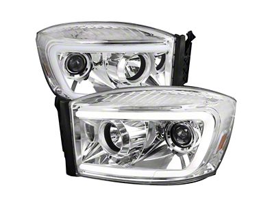 Switchback LED C-Bar Projector Headlights; Chrome Housing; Clear Lens (06-08 RAM 1500)
