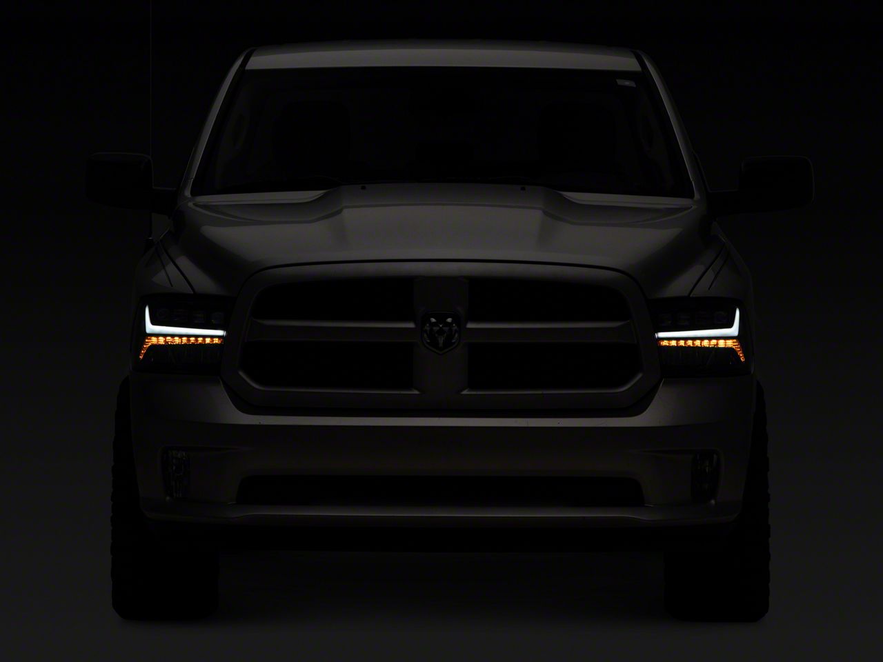RAM 2500 Headlights with Clear Corners; Black Housing; Clear Lens (10