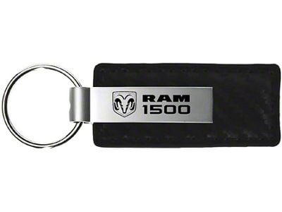 RAM 1500 Leather Key Fob; Black Carbon Fiber