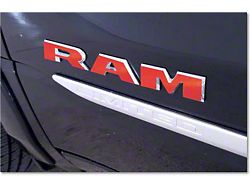 RAM Front Door Letter Overlay Decals; Red (19-24 RAM 1500)