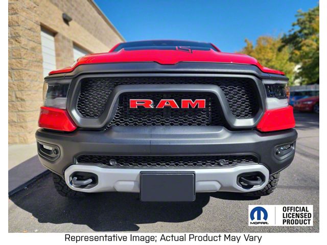 RAM Grille Emblem Overlay Decal; Carbon Fiber Black (19-24 RAM 1500 Rebel)