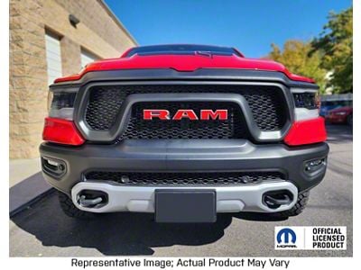 RAM Grille Emblem Overlay Decal; Matte Black (19-24 RAM 1500 Rebel)