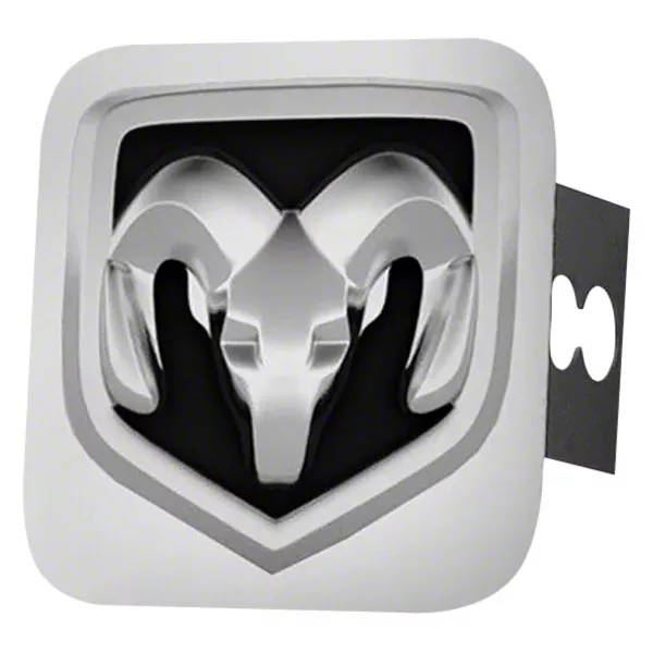 RAM 1500 RAM Head Hitch Cover; Chrome/Black Fill (Universal; Some Adaptation May Be Required