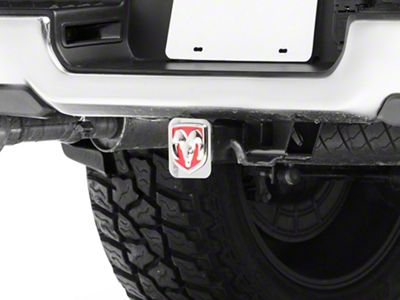 RAM Head Hitch Cover; Chrome/Red Fill (Universal; Some Adaptation May Be Required)