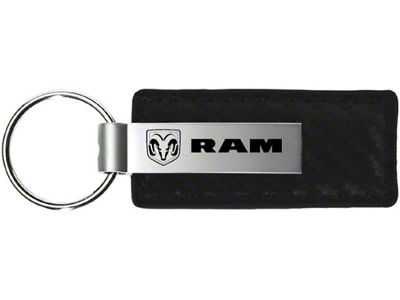 RAM Leather Key Fob; Black Carbon Fiber