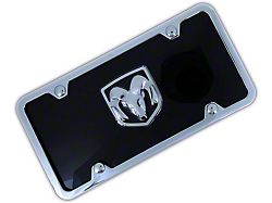 RAM License Plate; Chrome on Black (Universal; Some Adaptation May Be Required)