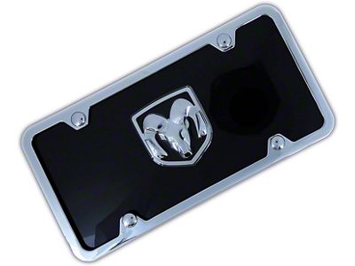 RAM License Plate; Chrome on Black (Universal; Some Adaptation May Be Required)