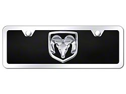 RAM Mini License Plate; Chrome on Black (Universal; Some Adaptation May Be Required)