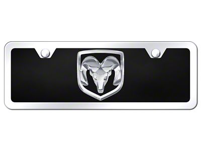 RAM Mini License Plate; Chrome on Black (Universal; Some Adaptation May Be Required)
