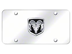 RAM OEM Logo License Plate; Chrome on Chrome (Universal; Some Adaptation May Be Required)