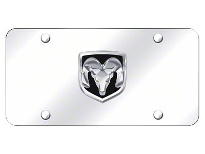 RAM OEM Logo License Plate; Chrome on Chrome (Universal; Some Adaptation May Be Required)